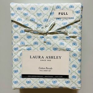Laura Ashley Kate Bow Blue Sheet Set, FULL- NEW